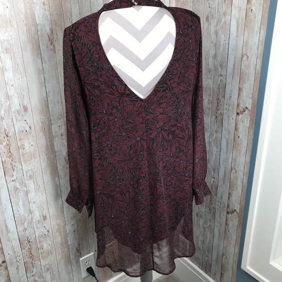 ASTR sz L long sleeve cutout floral tunic dress - Picture 4 of 8